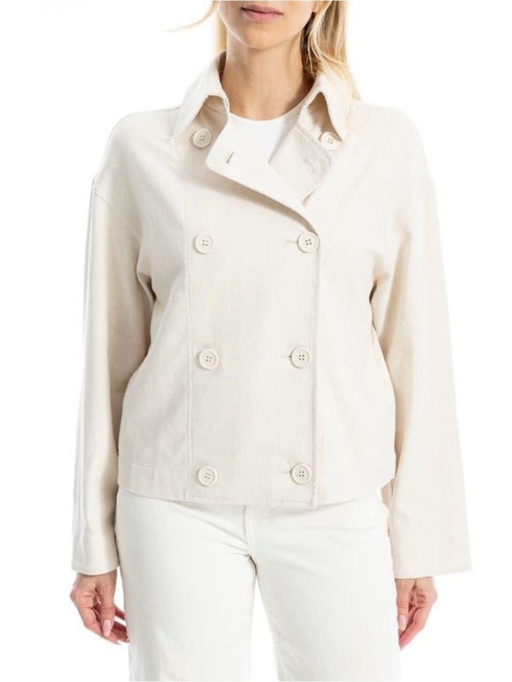 Max Studio Cream Double-Breasted Jacket Size L